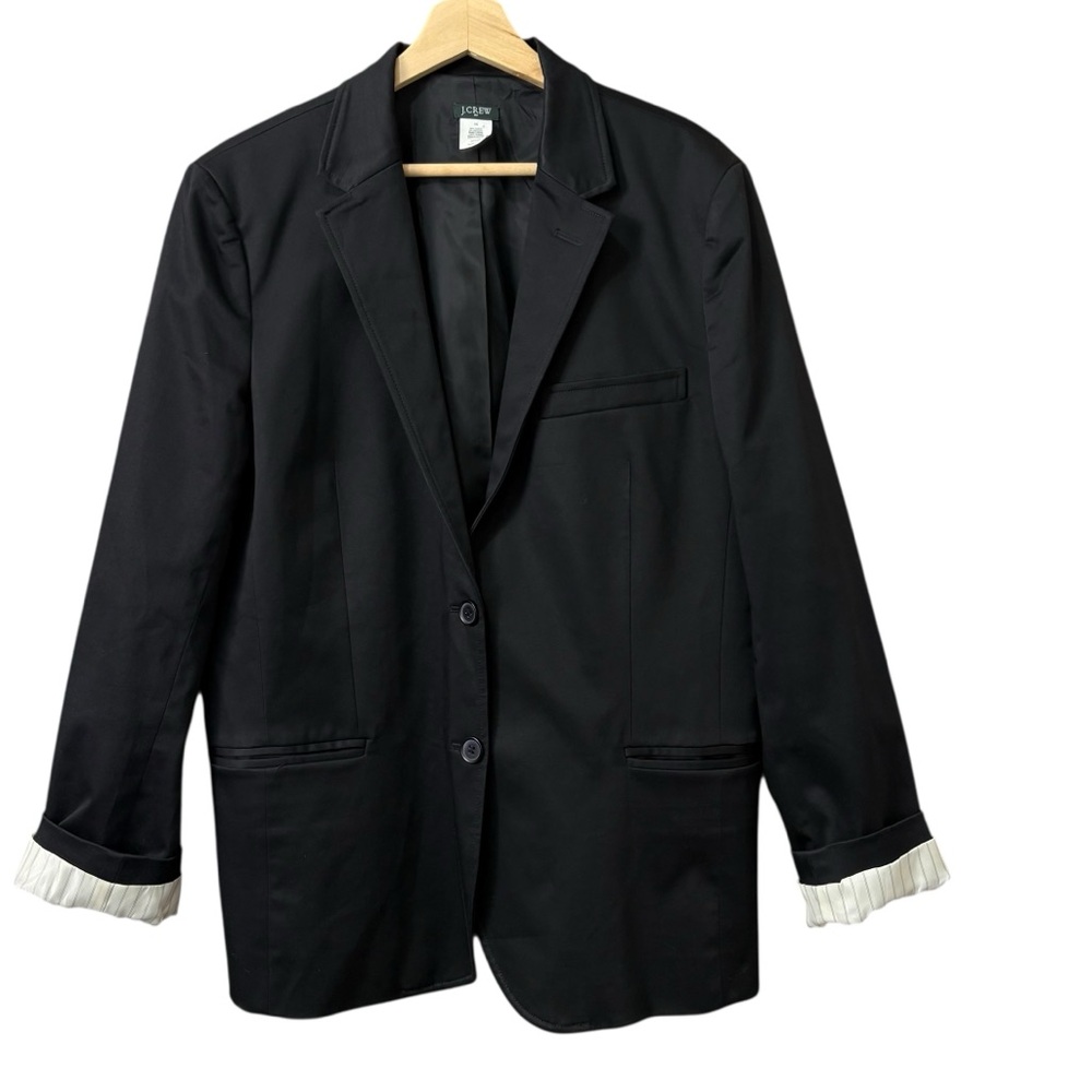 J Crew black Cotton collared two-button work-office career blazer Size 14